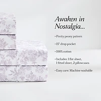 Mauve Peony Toile 4-pc. Twin XL Sheet Set