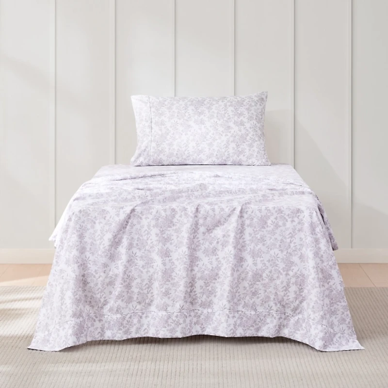 Mauve Peony Toile 4-pc. Twin Sheet Set