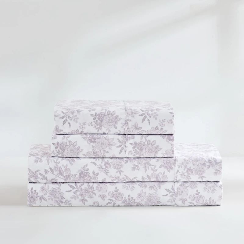 Mauve Peony Toile 6-pc. Queen Sheet Set