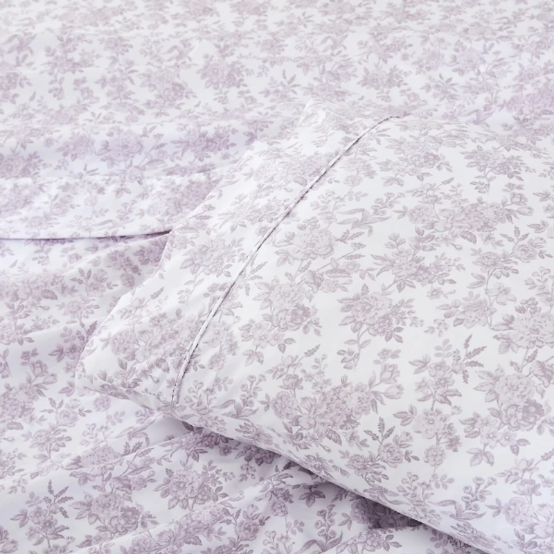 Mauve Peony Toile 6-pc. Queen Sheet Set