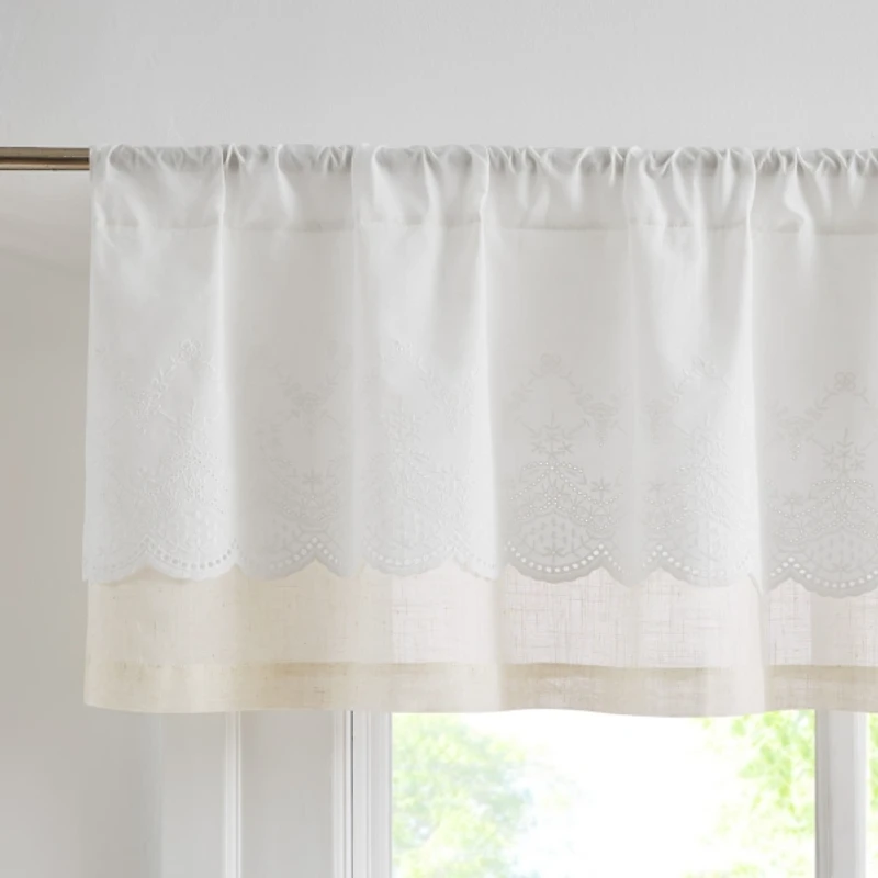 Ivory Embroidery Scalloped Valance