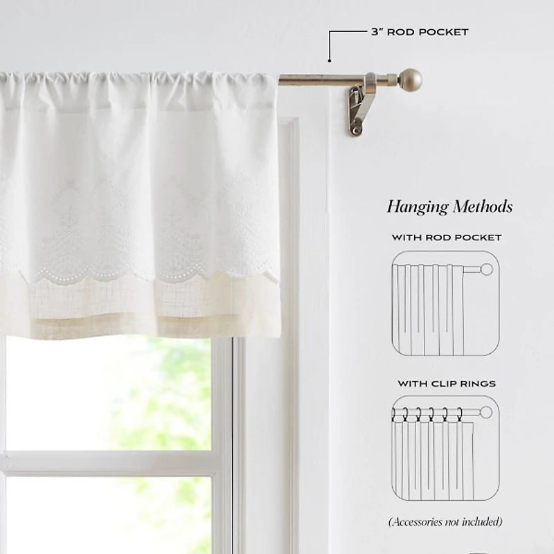 Ivory Embroidery Scalloped Valance