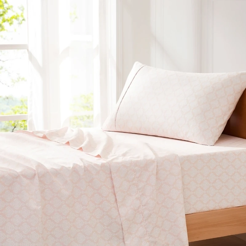 Peach Damask 4-pc. Twin Sheet Set