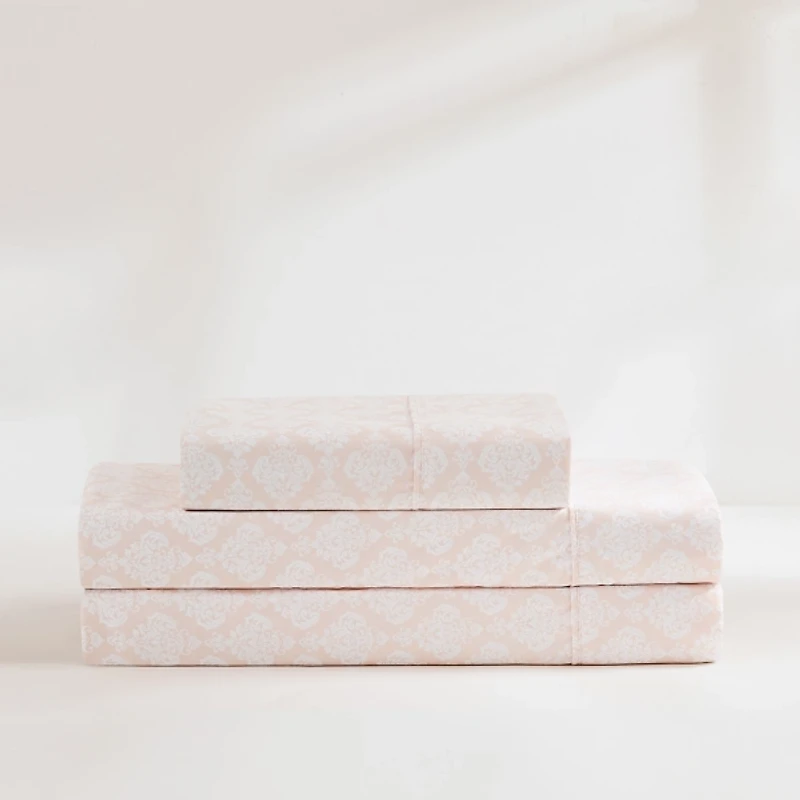 Peach Damask 4-pc. Twin Sheet Set