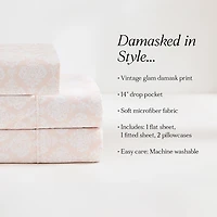 Peach Damask 4-pc. Twin Sheet Set
