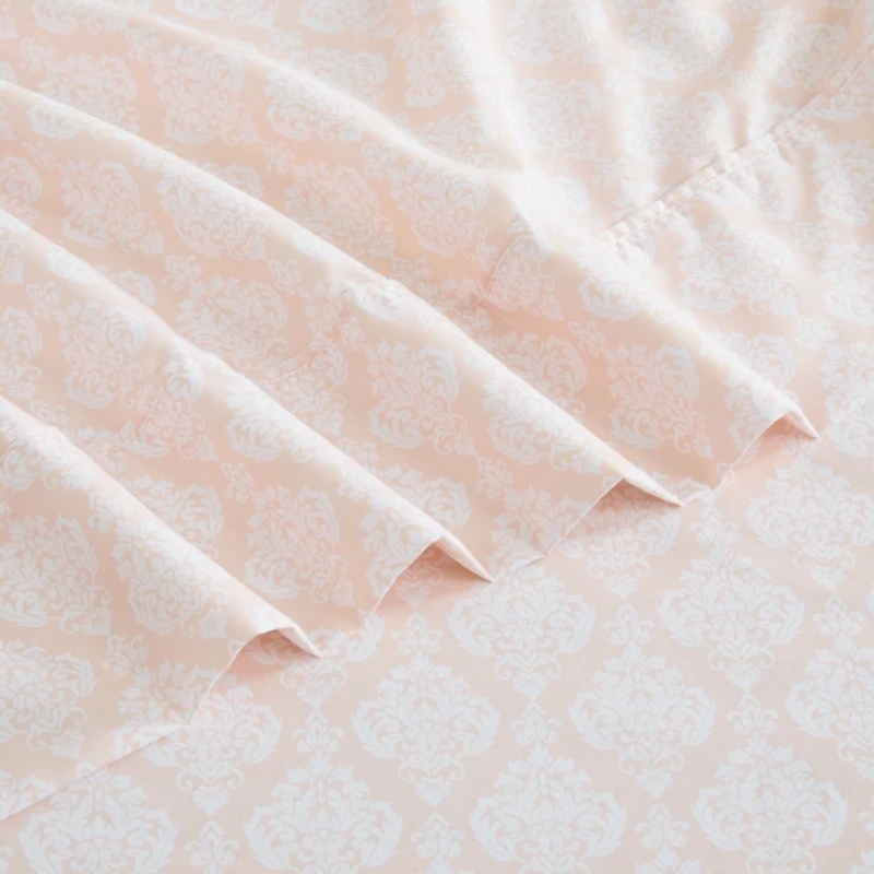 Peach Damask 6-pc. King Sheet Set