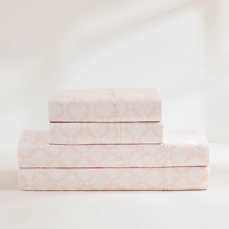 Peach Damask 6-pc. Queen Sheet Set