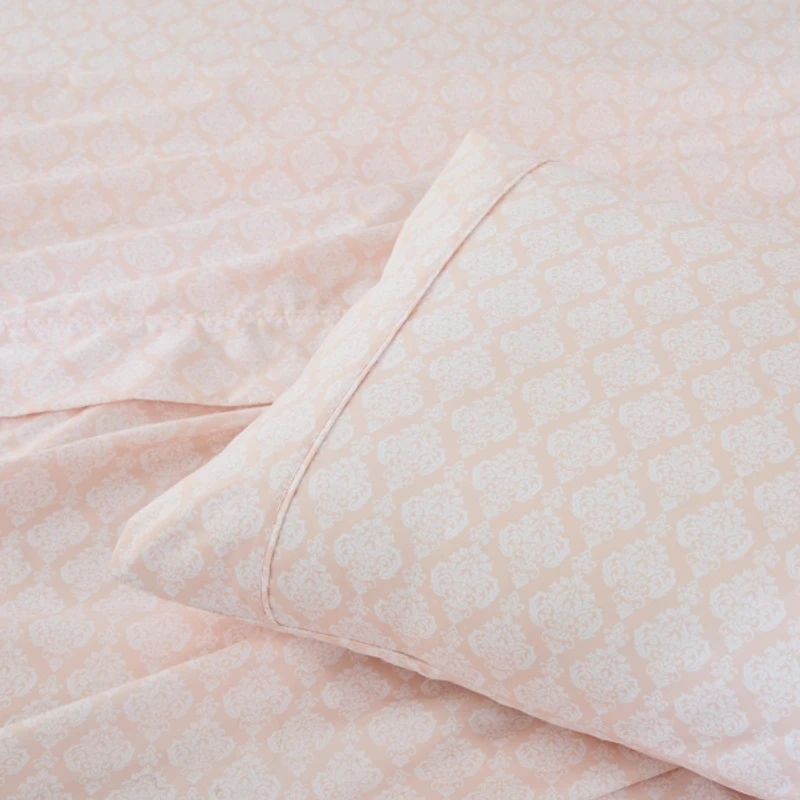 Peach Damask 6-pc. Queen Sheet Set