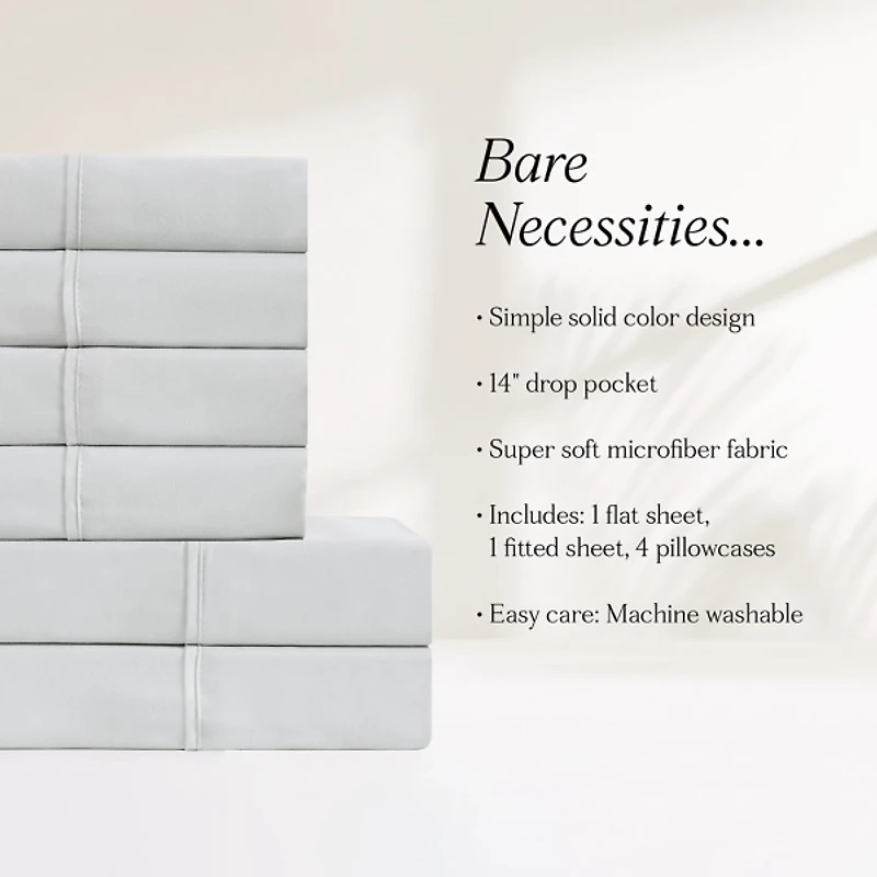 Solid Light Gray Verona 6-pc. Full Sheet Set