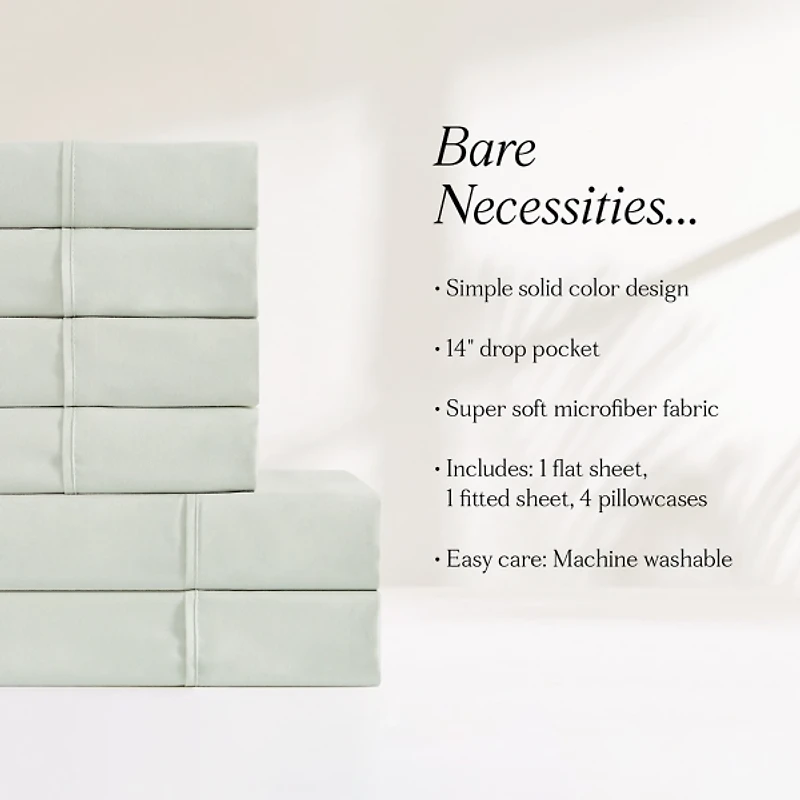Solid Sage Verona 6-pc. Queen Sheet Set