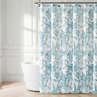 Blue Bird and Hydrangea Toile Shower Curtain