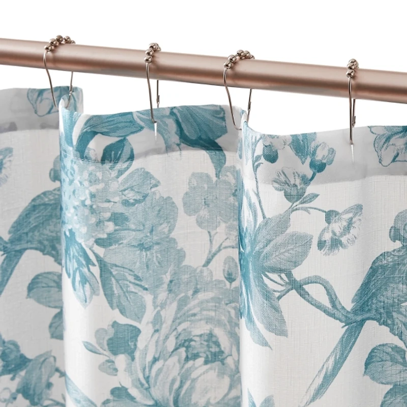 Blue Bird and Hydrangea Toile Shower Curtain