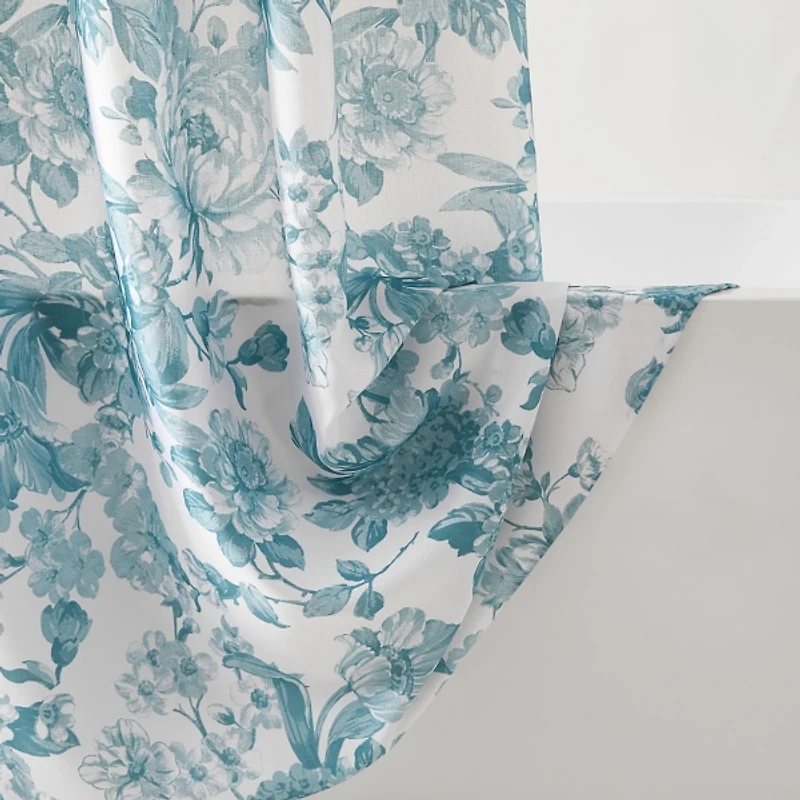 Blue Bird and Hydrangea Toile Shower Curtain