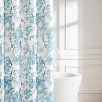 Blue Bird and Hydrangea Toile Shower Curtain
