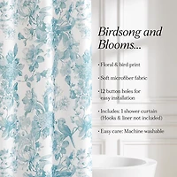 Blue Bird and Hydrangea Toile Shower Curtain