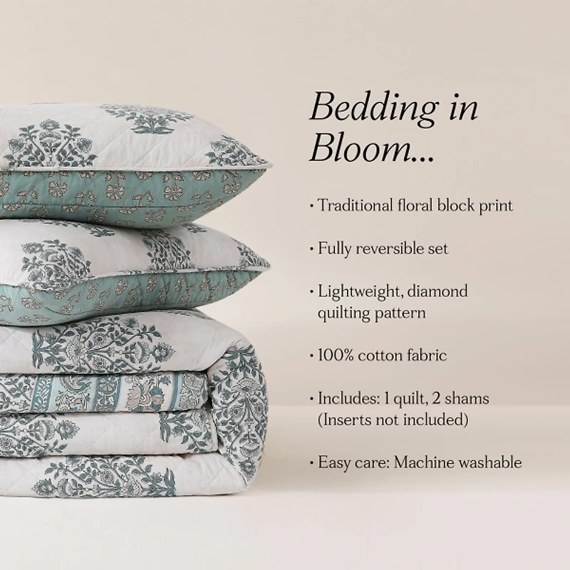 Blue Sofia Reversible 3-pc. King Quilt Set
