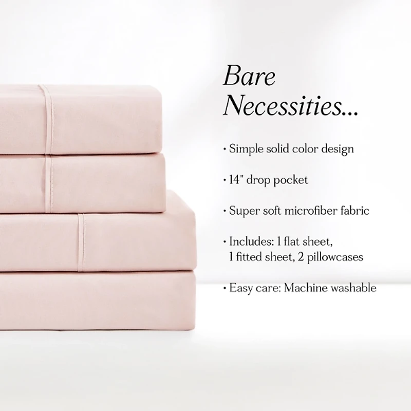 Solid Peach Verona 4-pc. Twin Sheet Set