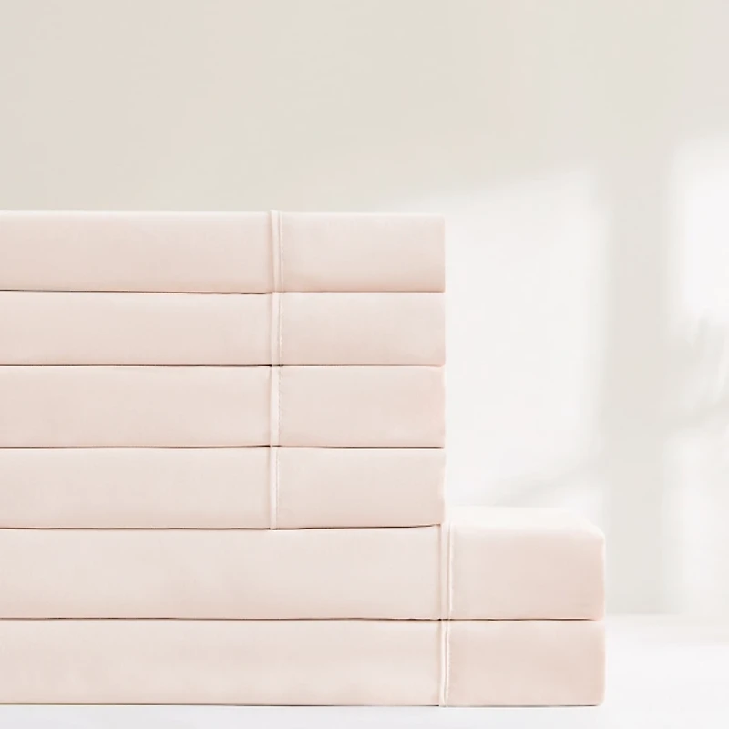 Solid Peach Verona 6-pc. Queen Sheet Set