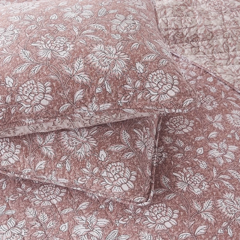 Zara Terracotta Floral 3-pc. King Quilt Set