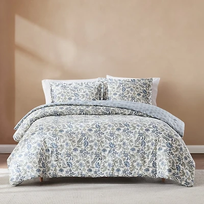 Lillian Floral Reversible 3-pc Queen Comforter Set