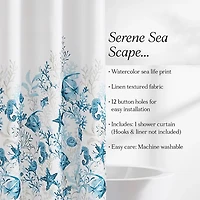 Watercolor Sea Life Shower Curtain