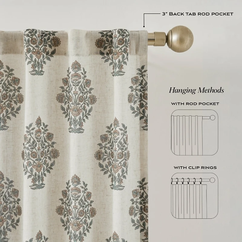 Sofia Floral Bouquet Curtain Panel Set, 84 in.