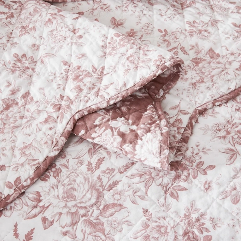 Peony Toile Reversible 3-pc. King Quilt Set