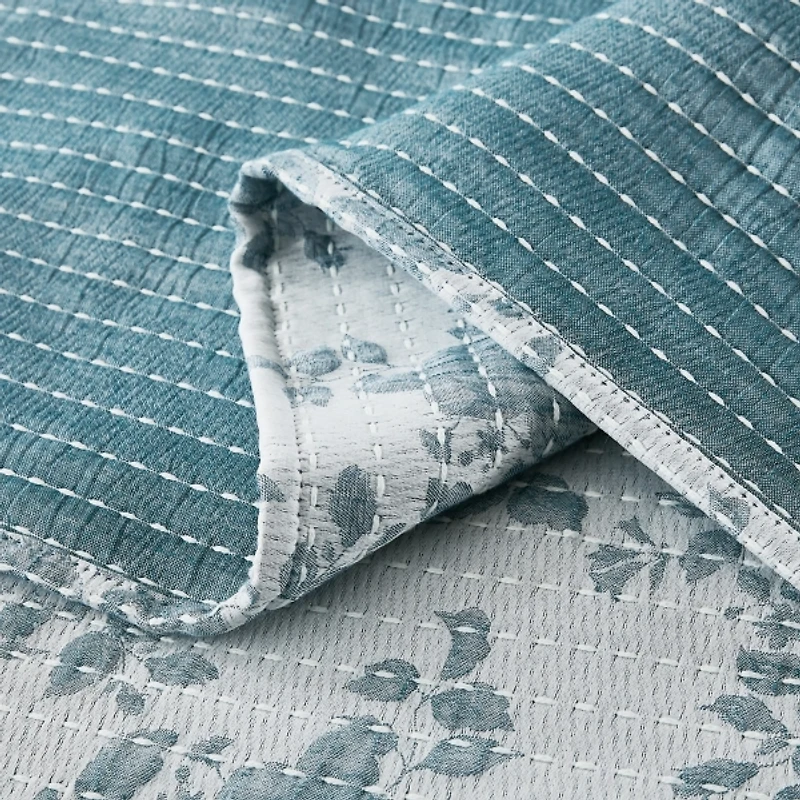 Blue Rose Garden 3-pc. King Coverlet Set