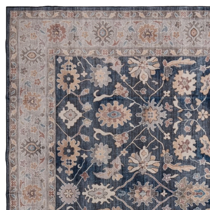 Blue Nora Washable Area Rug, 8x10