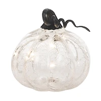 LED Iridescent Glass Pumpkin Figurine