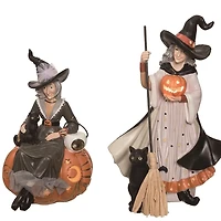 LED Halloween Witch Figurines, Set of 2