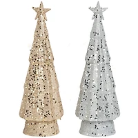 LED Gold and Silver Tree Figurines, Set of 2