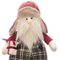 Plush Plaid Santa and Bear Figurines, Set of 2