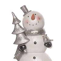 Metallic Snowman Figurines, Set of 2