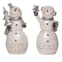 Metallic Snowman Figurines, Set of 2