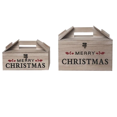 Merry Christmas Wooden Boxes, Set of 2