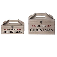 Merry Christmas Wooden Boxes, Set of 2