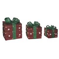 LED Red and Green Metal Presents, Set of 3