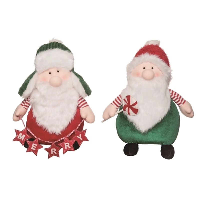Plush Alpine Santa Figurines, Set of 2