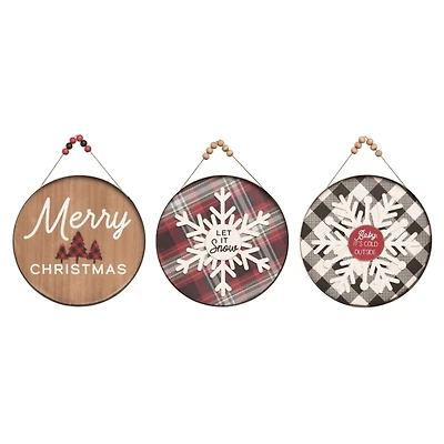 Festive Wooden Wall Signs, Set of 3