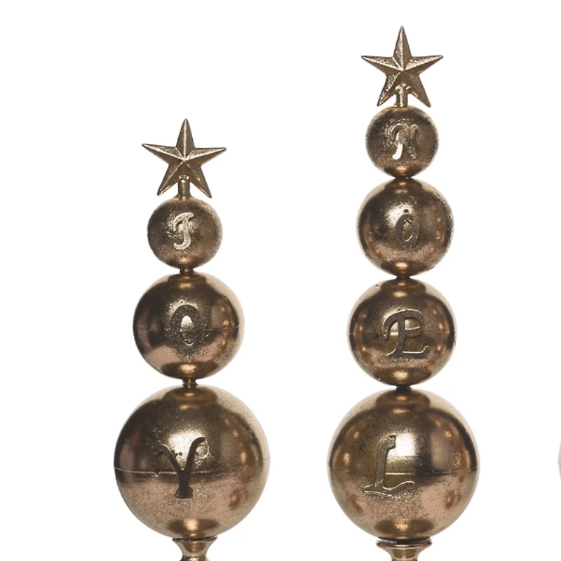 Gold Peace, Noel, and Joy Finial Statues, Set of 3