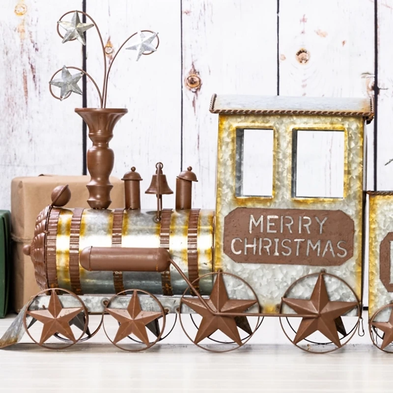 Bronze Metal Christmas Train Statue