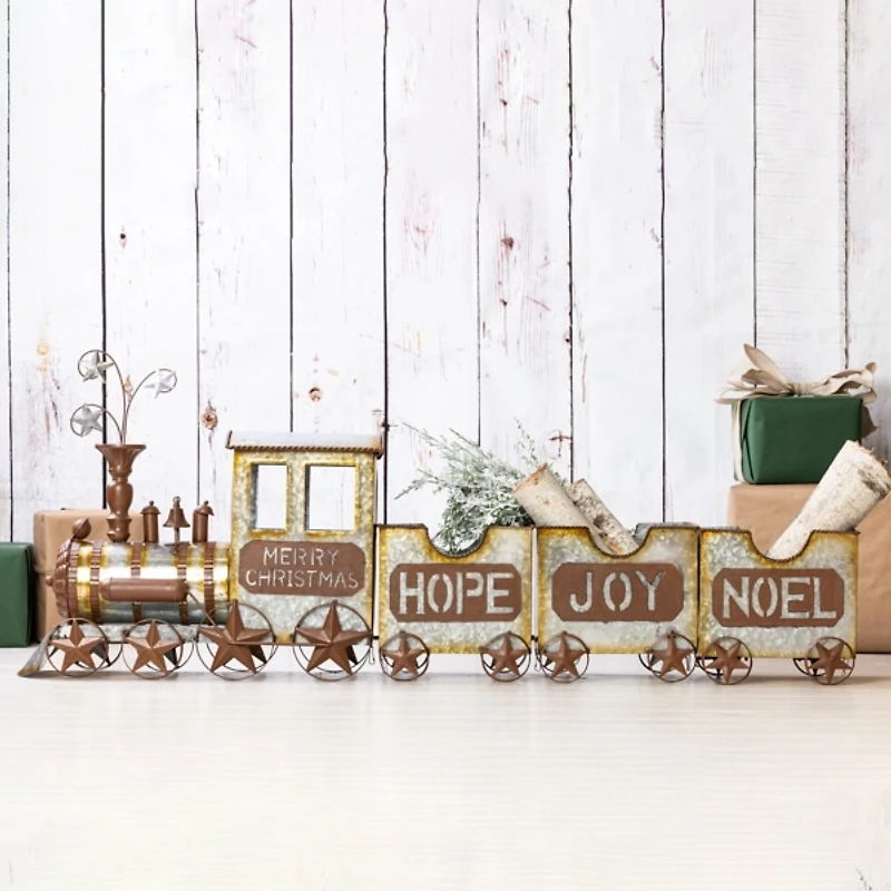 Bronze Metal Christmas Train Statue