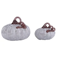Smokey Glass Pumpkin Figurines, Set of 2
