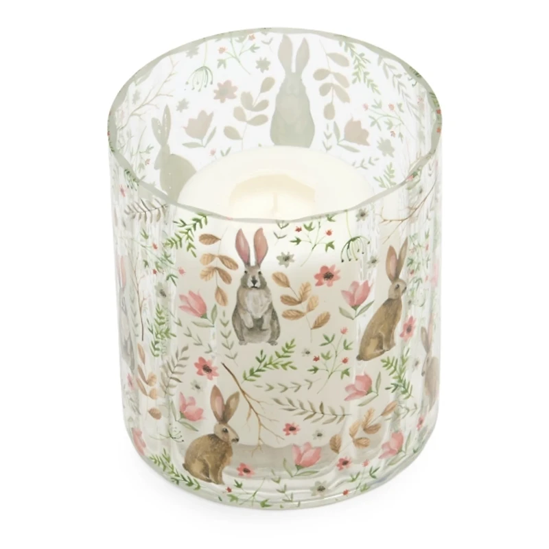Botanical Bunnies Glass Hurricane