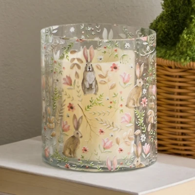 Botanical Bunnies Glass Hurricane