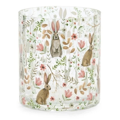 Botanical Bunnies Glass Hurricane