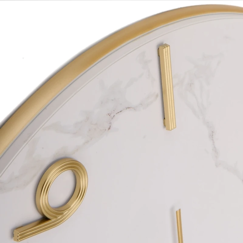 White Marble and Gold Wall Clock