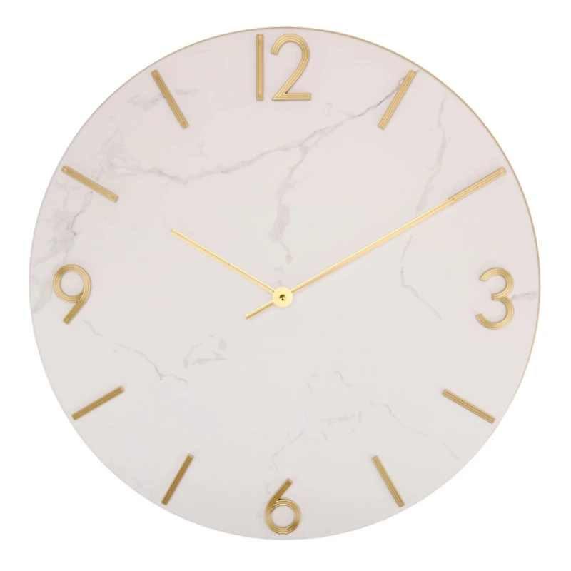 White Marble and Gold Wall Clock