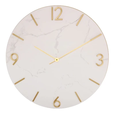 White Marble and Gold Wall Clock